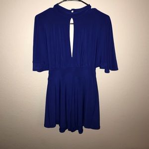 Electric blue, short sleeve/ shorts romper